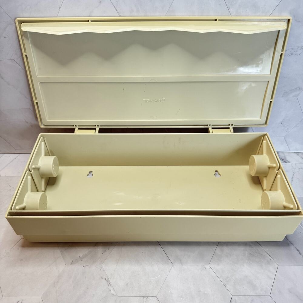 Vintage Tupperware Wax Paper & Foil Dispenser Almond #1573 Wall Mount Retro